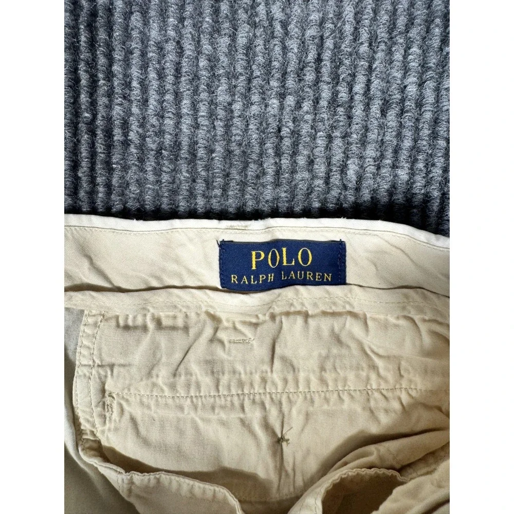 Polo Ralph Lauren Chino Shorts Size 44 44B Khaki Pima Cotton Classic Flat Front